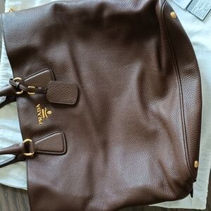 Prada Chocolate Leather Shoulder Bag